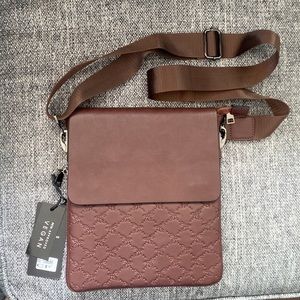 Minimalist Brown Vegan Leather Crossbody | Brand New